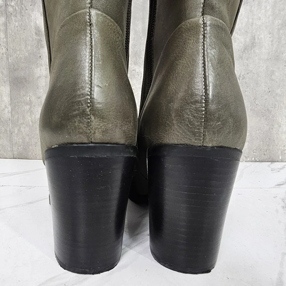 Aldo Casine Taupe Gray Over the Knee Boots Block‎ Heel Faux Leather US 8.5 EUR39